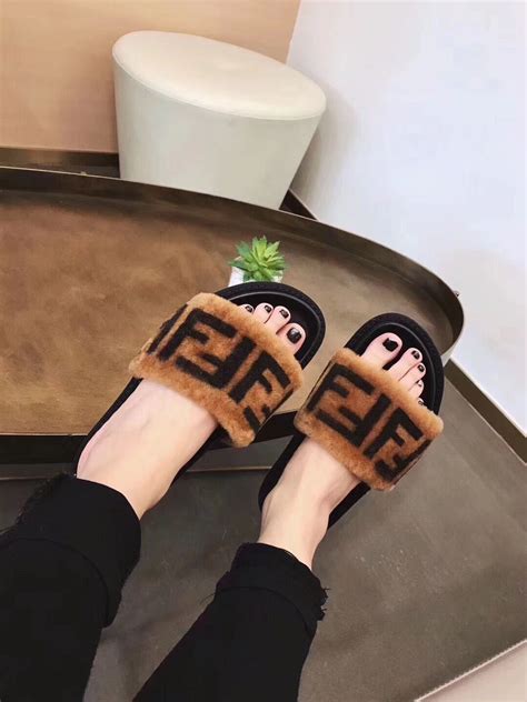 fendi furry slippers|fendi slippers female.